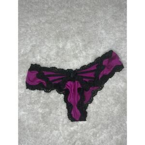 Victoria’s Secret Very Sexy Magenta Black Lace Strappy Cheeky Panty Size S Y2K